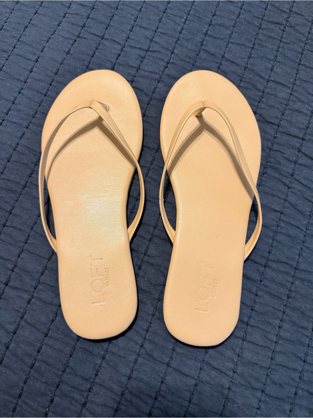 LOFT Beige/Tan Slim Strap Slide Sandals Flip Flop